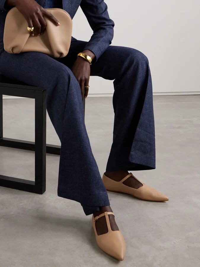 Gabriela Hearst - Lola Ballerina Leather Mary Jane Point-toe Flats - Neutrals - Image 2