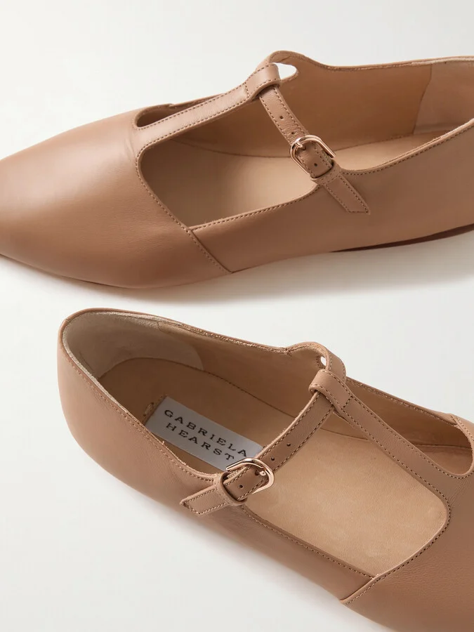 Gabriela Hearst - Lola Ballerina Leather Mary Jane Point-toe Flats - Neutrals - Image 4