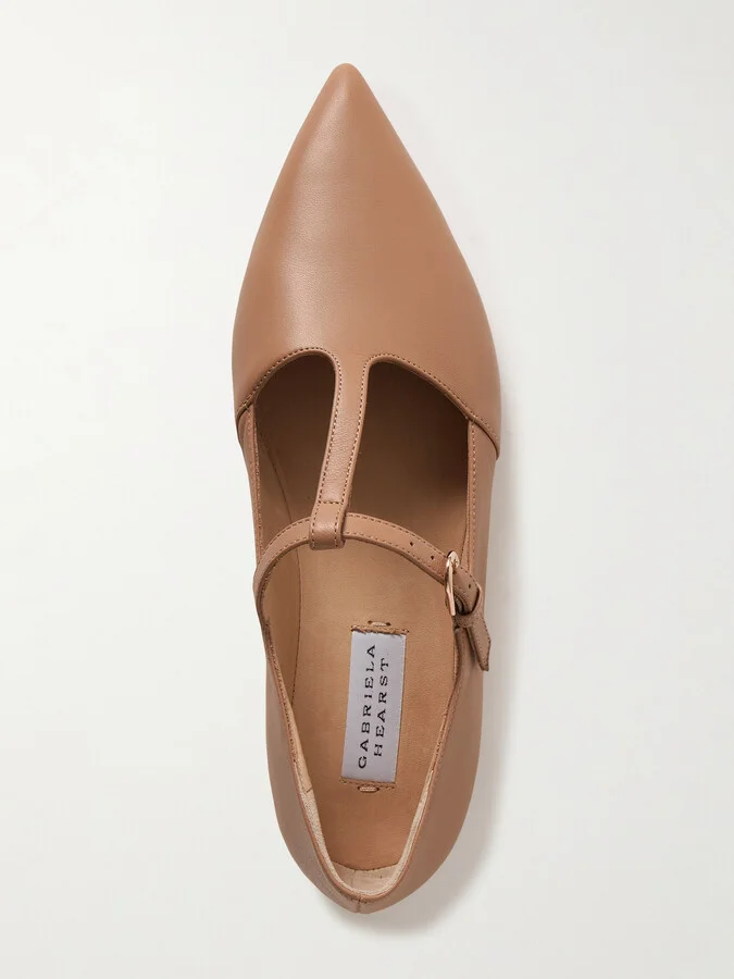 Gabriela Hearst - Lola Ballerina Leather Mary Jane Point-toe Flats - Neutrals - Image 5