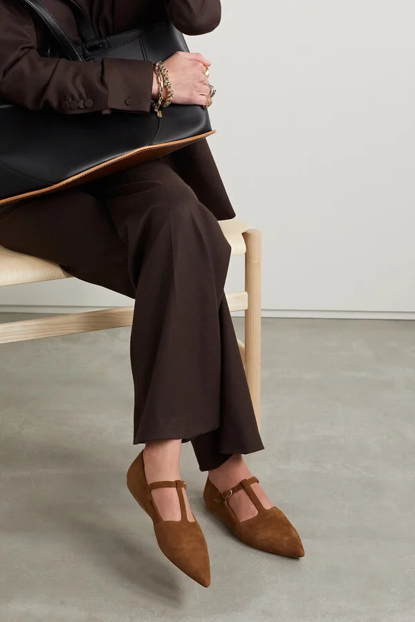 Gabriela Hearst - Lola Ballerina Suede Mary Jane Point-toe Flats - Brown - Image 2