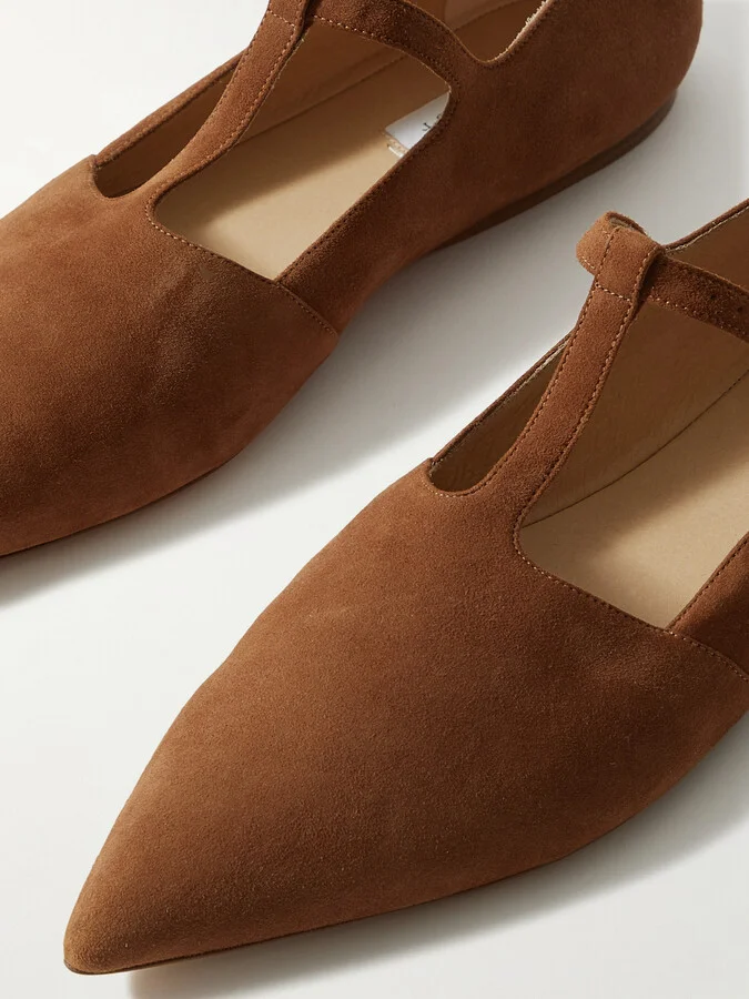 Gabriela Hearst - Lola Ballerina Suede Mary Jane Point-toe Flats - Brown - Image 4