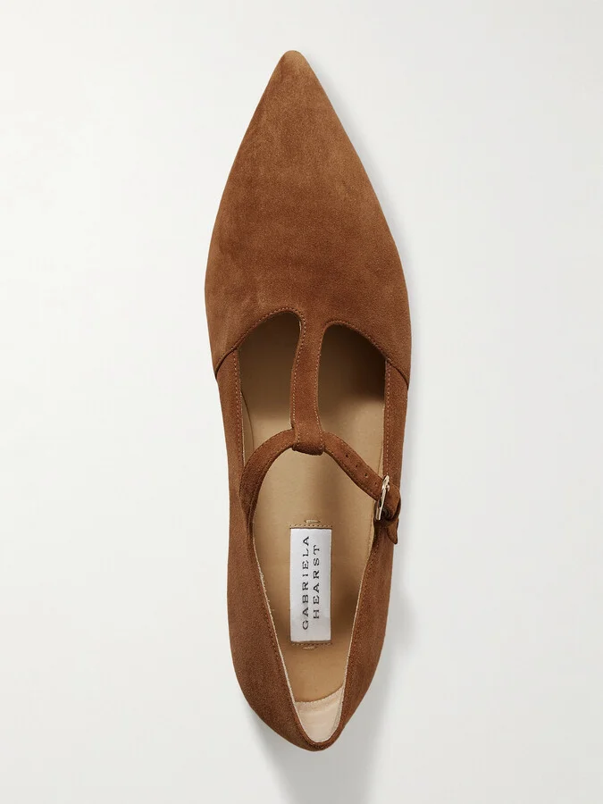 Gabriela Hearst - Lola Ballerina Suede Mary Jane Point-toe Flats - Brown - Image 5