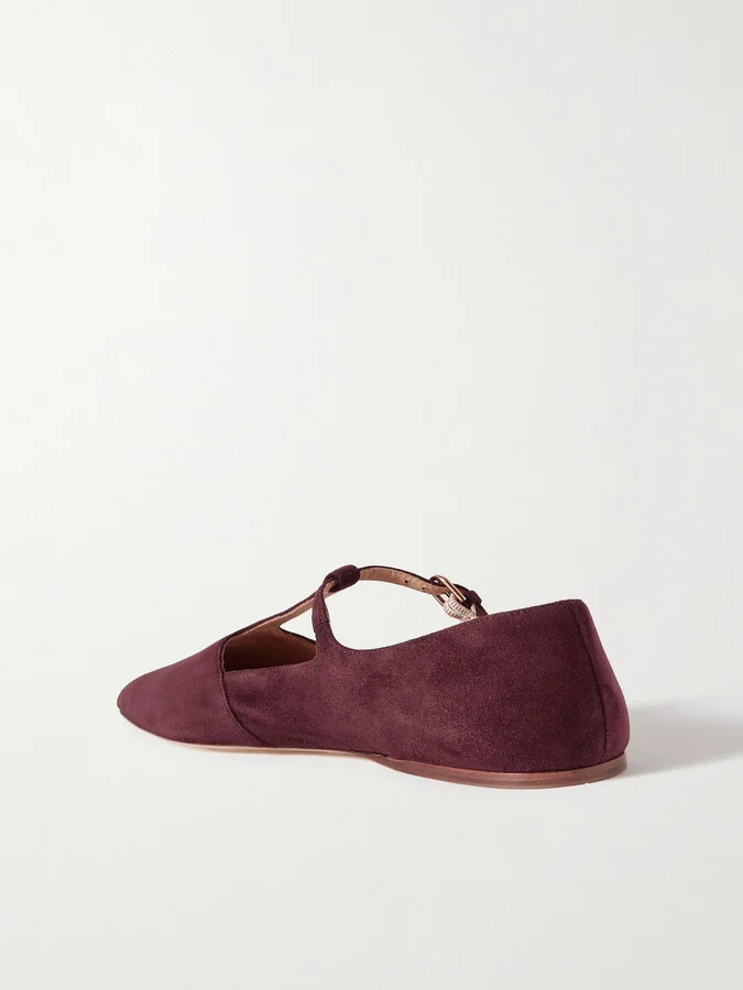 Gabriela Hearst - Lola Suede Point-toe Flats - Burgundy - Image 3