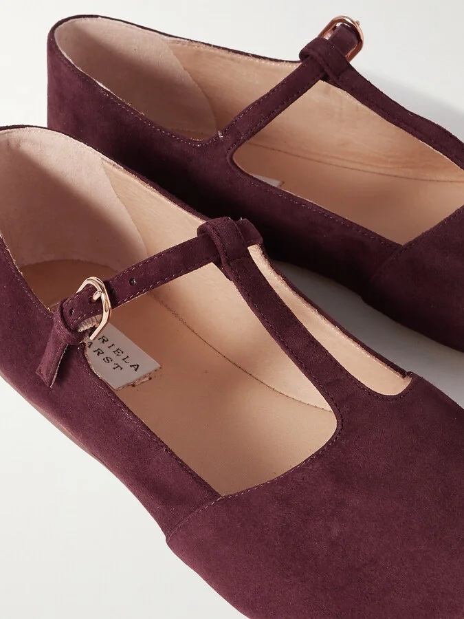 Gabriela Hearst - Lola Suede Point-toe Flats - Burgundy - Image 4