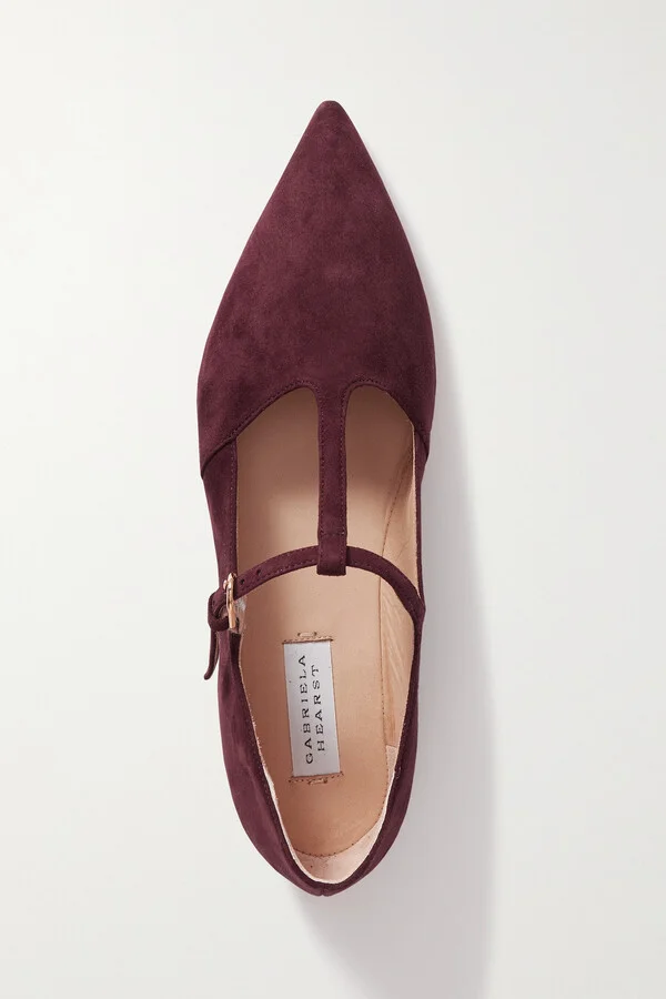 Gabriela Hearst - Lola Suede Point-toe Flats - Burgundy - Image 5