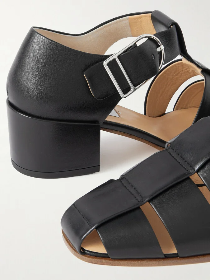 Gabriela Hearst - Lyle Cutout Leather Sandals - Black - Image 4