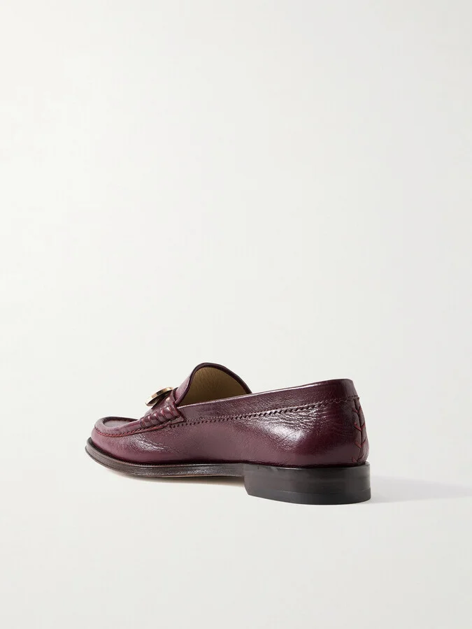 Gabriela Hearst - Melchora Embellished Leather Loafers - Burgundy - Image 3