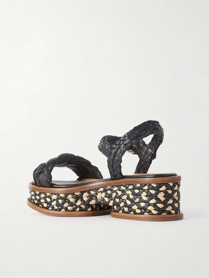 Gabriela Hearst - Michael Braided Raffia Sandals - Black - Image 3
