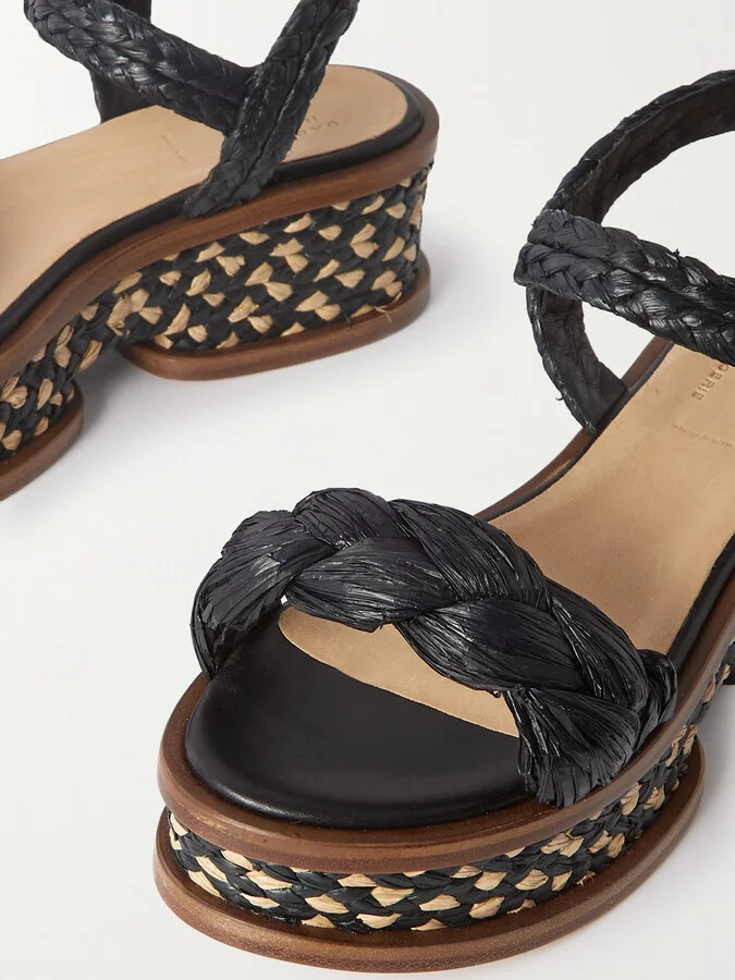 Gabriela Hearst - Michael Braided Raffia Sandals - Black - Image 4