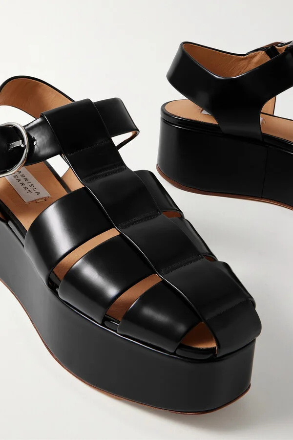 Gabriela Hearst - Mila Leather Platform Sandals - Black - Image 4