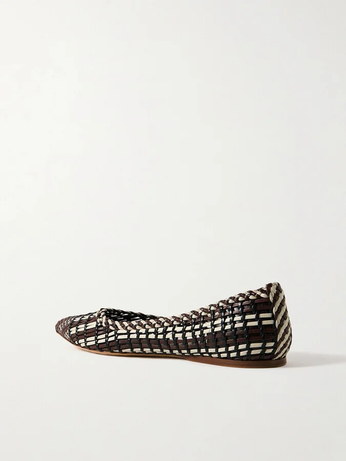 Gabriela Hearst - Milos Woven Leather Ballet Flats - Brown - Image 3