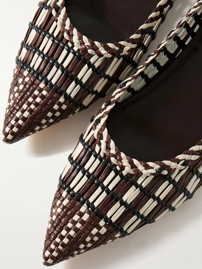 Gabriela Hearst - Milos Woven Leather Ballet Flats - Brown - Image 4
