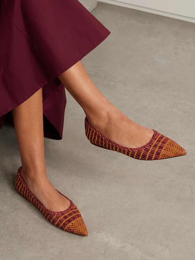 Gabriela Hearst - Milos Woven Leather Ballet Flats - Pink - Image 2