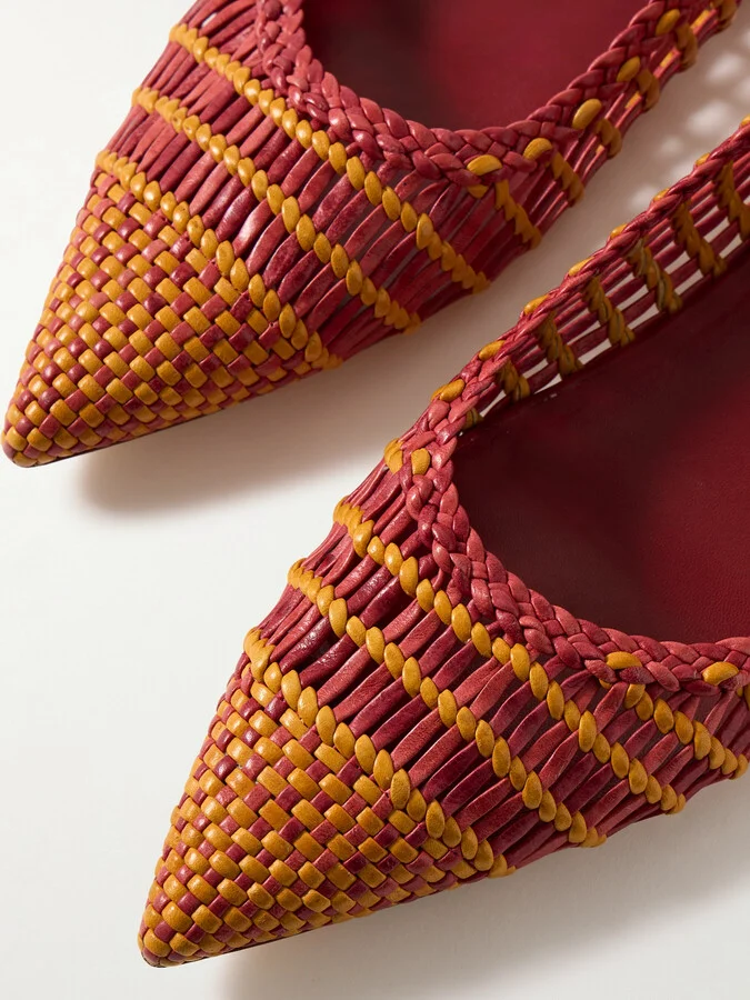 Gabriela Hearst - Milos Woven Leather Ballet Flats - Pink - Image 4