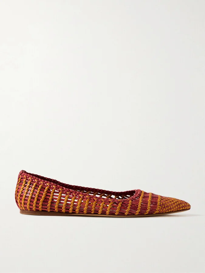 Gabriela Hearst - Milos Woven Leather Ballet Flats - Pink