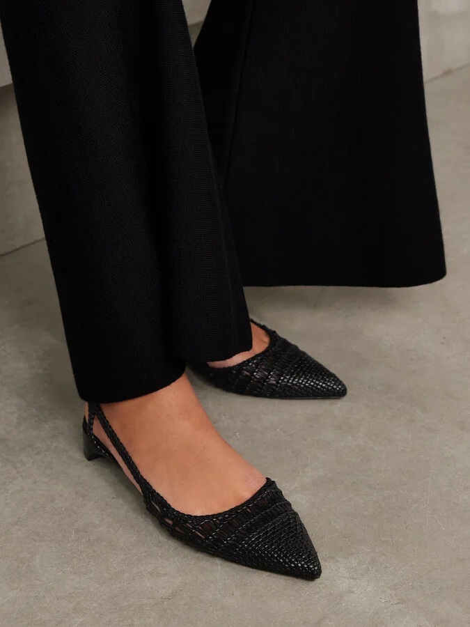 Gabriela Hearst - Perro Woven Leather Slingback Pumps - Black - Image 2