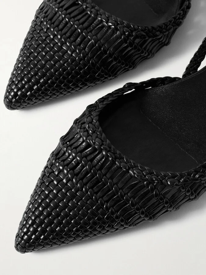 Gabriela Hearst - Perro Woven Leather Slingback Pumps - Black - Image 4