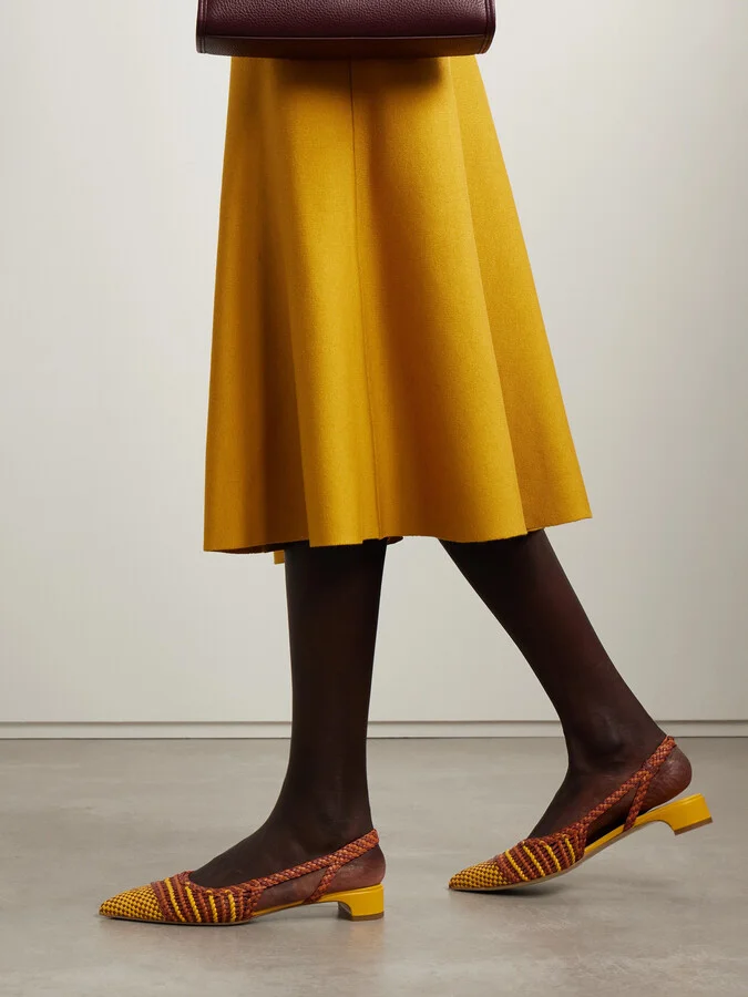 Gabriela Hearst - Perro Woven Leather Slingback Pumps - Orange - Image 2