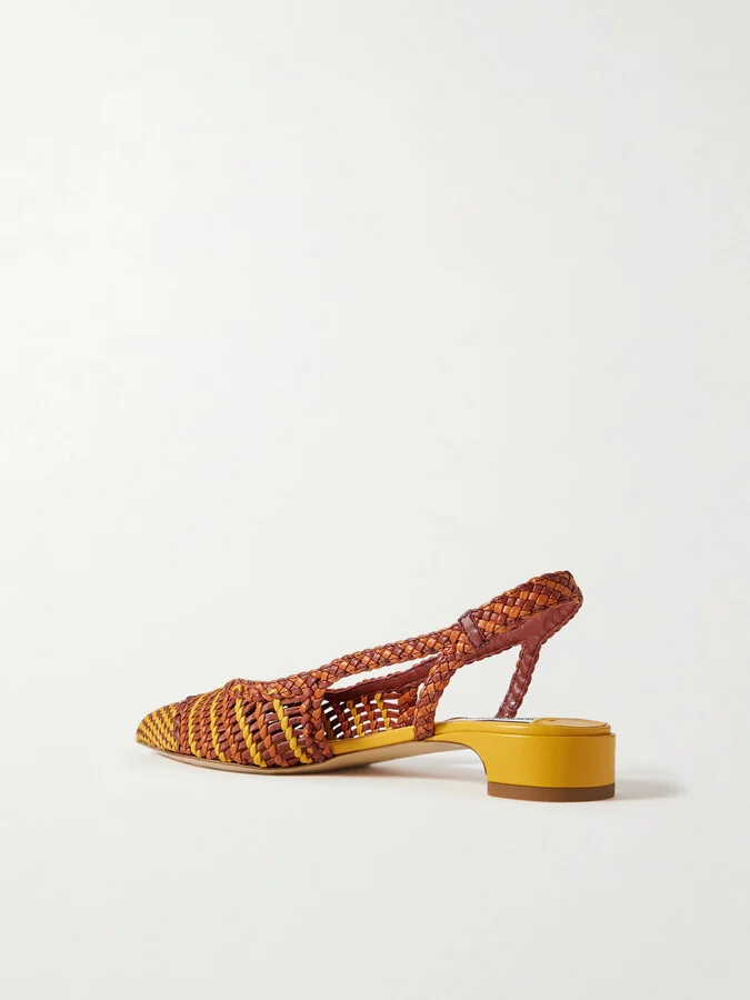 Gabriela Hearst - Perro Woven Leather Slingback Pumps - Orange - Image 3