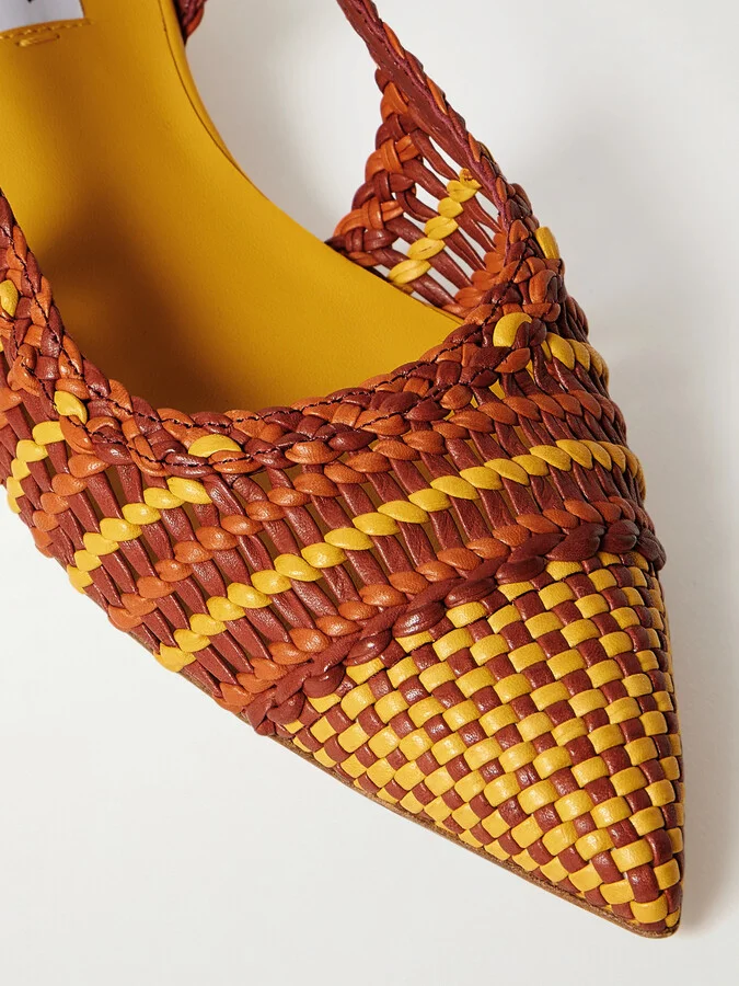 Gabriela Hearst - Perro Woven Leather Slingback Pumps - Orange - Image 4