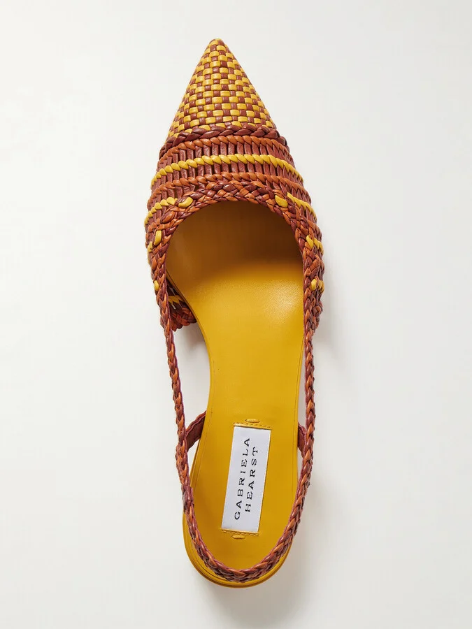 Gabriela Hearst - Perro Woven Leather Slingback Pumps - Orange - Image 5