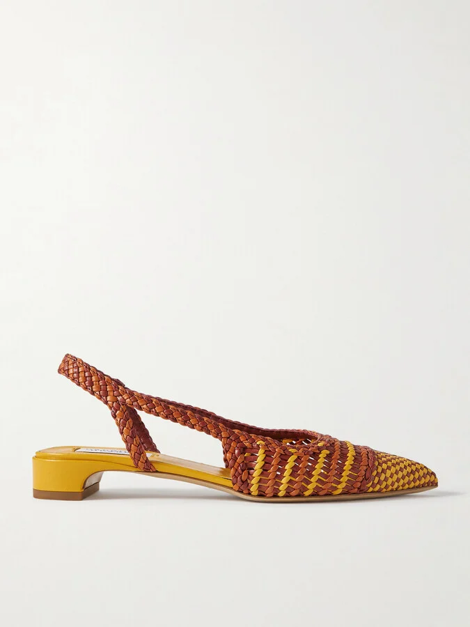 Gabriela Hearst - Perro Woven Leather Slingback Pumps - Orange