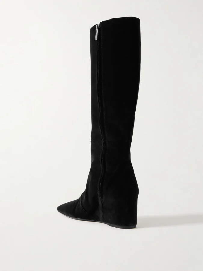 Gabriela Hearst - Remedios Velvet Wedge Knee Boots - Black - Image 3