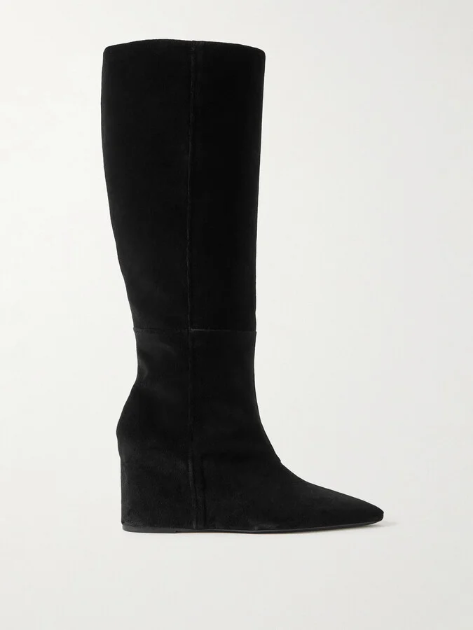 Gabriela Hearst - Remedios Velvet Wedge Knee Boots - Black