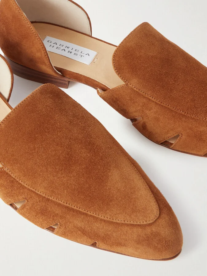 Gabriela Hearst - Rory Cutout Suede Flats - Brown - Image 4