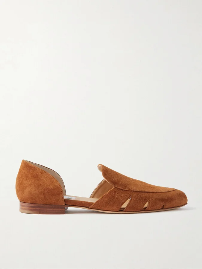 Gabriela Hearst - Rory Cutout Suede Flats - Brown