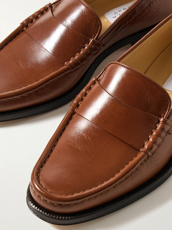 Gabriela Hearst - Seren Quartz-embellished Leather Loafers - Brown - Image 4