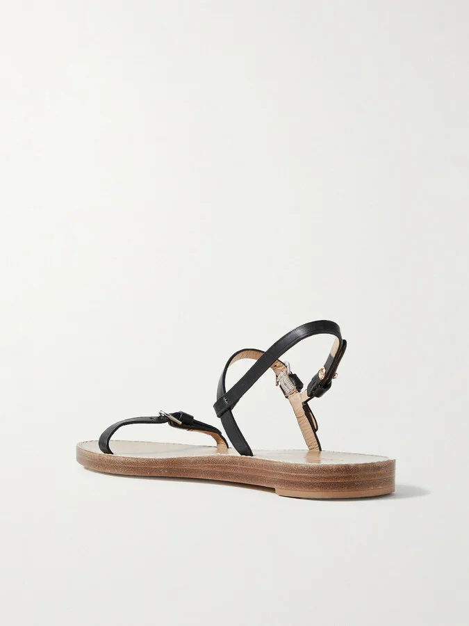 Gabriela Hearst - Steward Leather Slingback Sandals - Black - Image 3