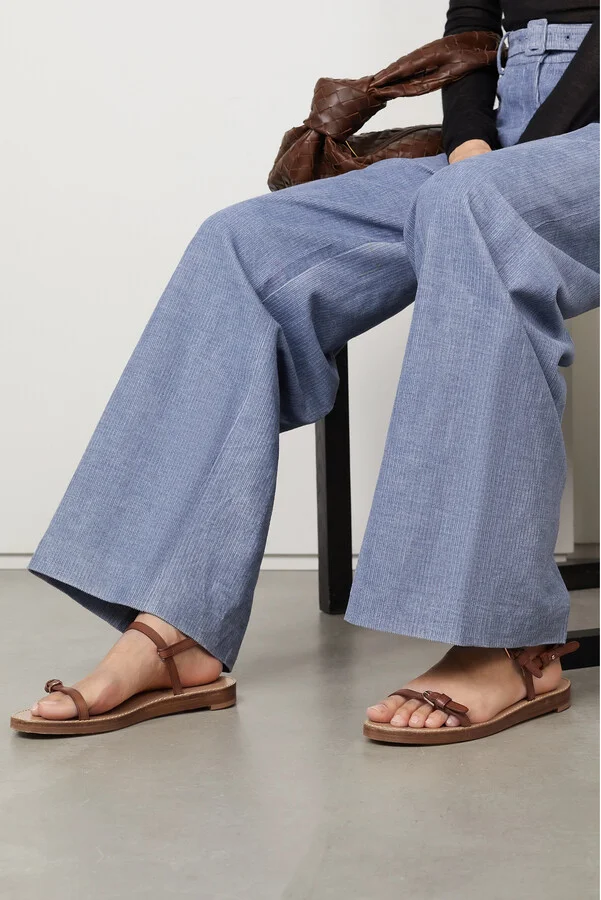 Gabriela Hearst - Steward Leather Slingback Sandals - Brown - Image 2