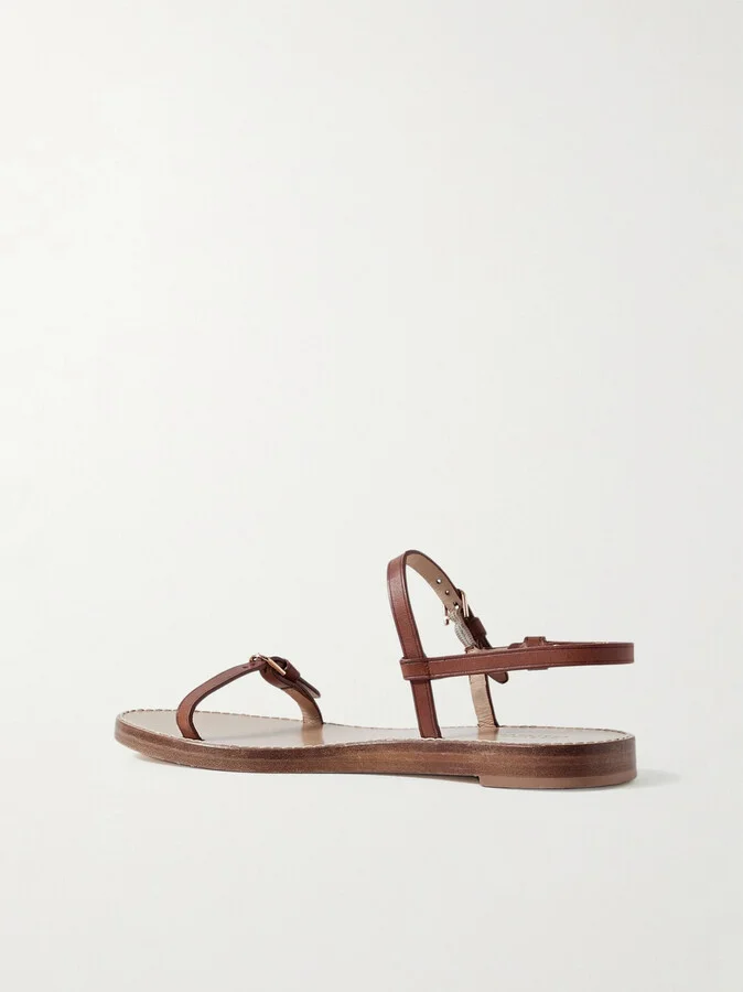 Gabriela Hearst - Steward Leather Slingback Sandals - Brown - Image 3