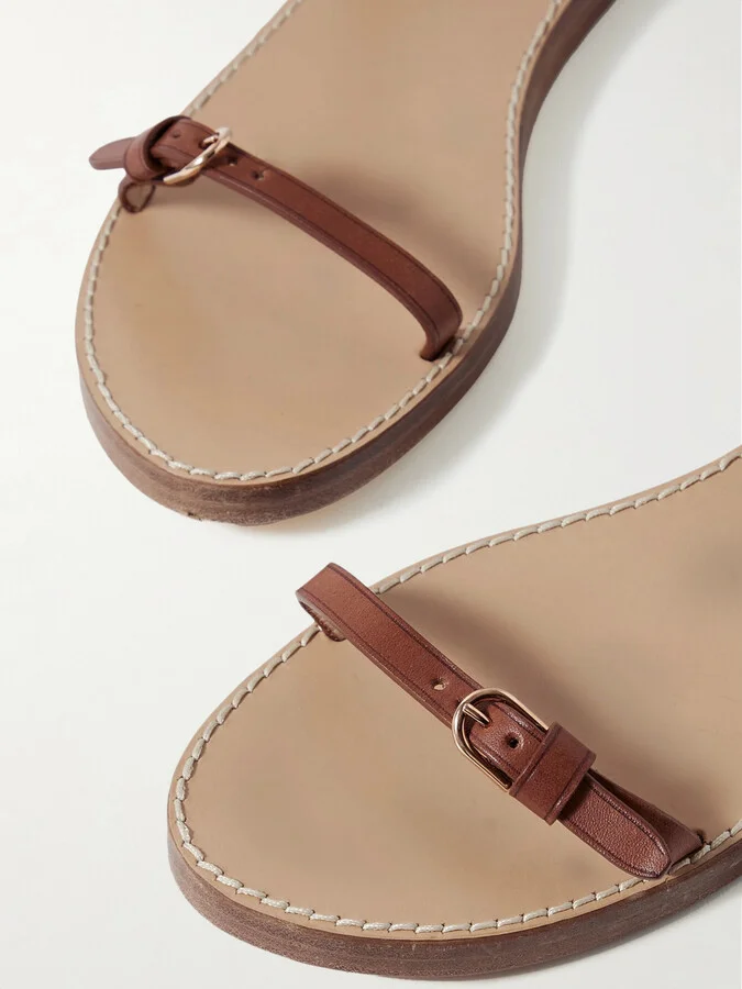 Gabriela Hearst - Steward Leather Slingback Sandals - Brown - Image 4