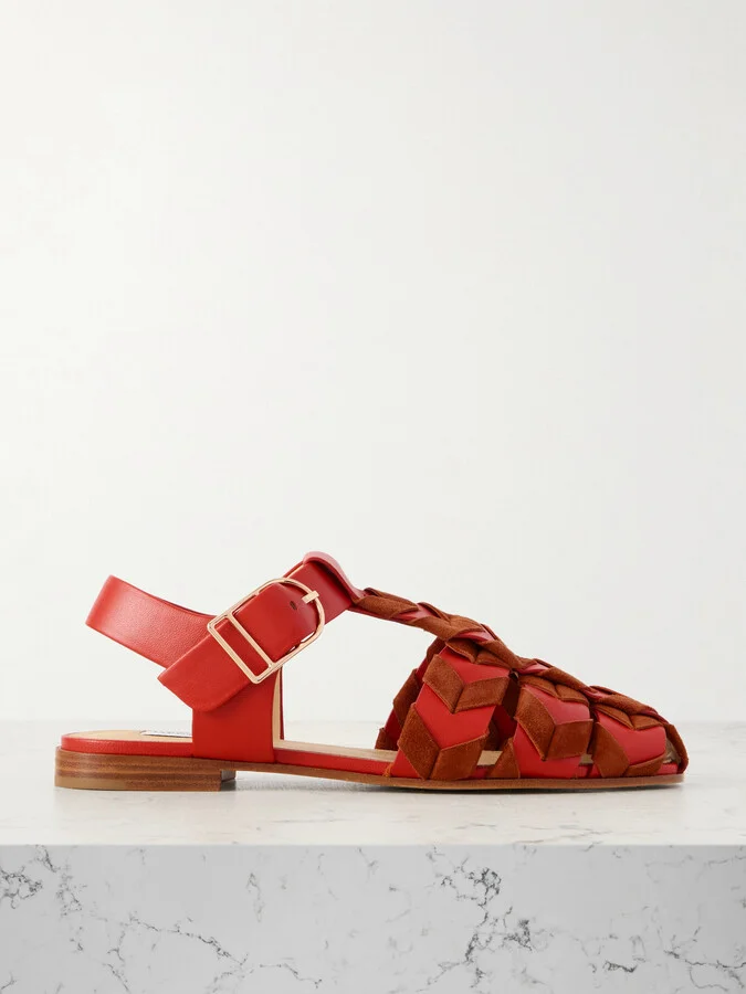 Gabriela Hearst - Willow Suede-trimmed Leather Sandals - Orange