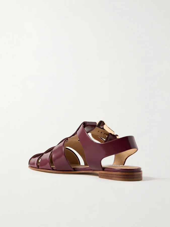 Gabriela Hearst - Zoey Patent-leather Sandals - Burgundy - Image 3