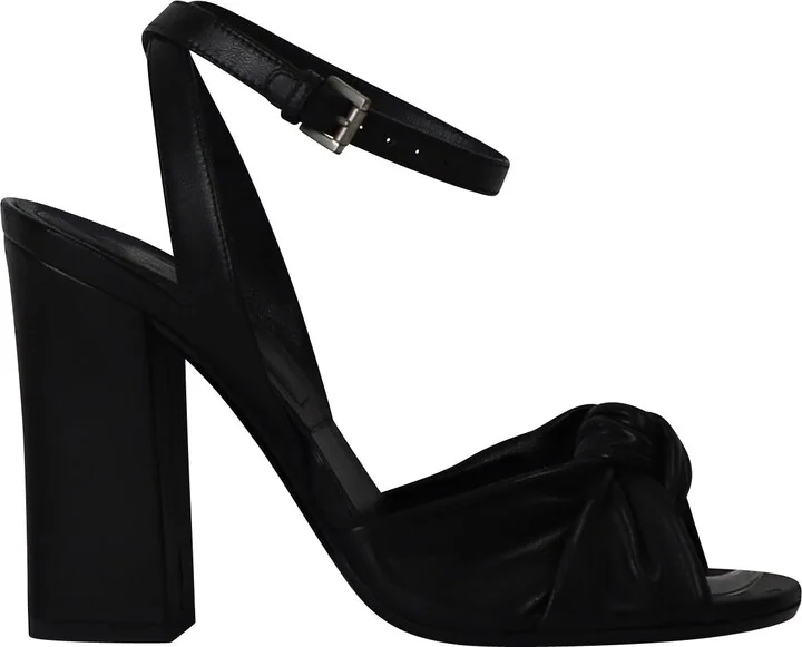 Gabrielle Runway Block Heel Sandals in Black Leather