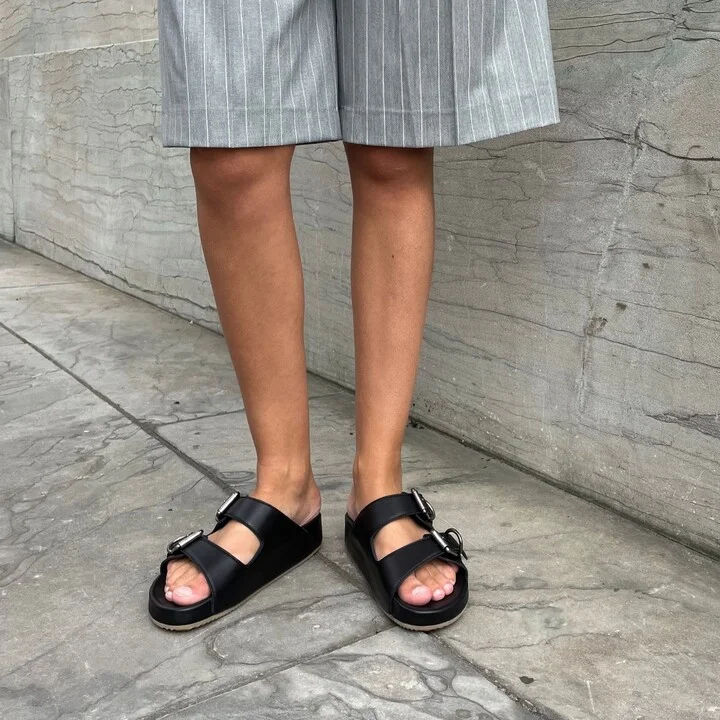 Gaïa Sandals, Black Leather - Image 2