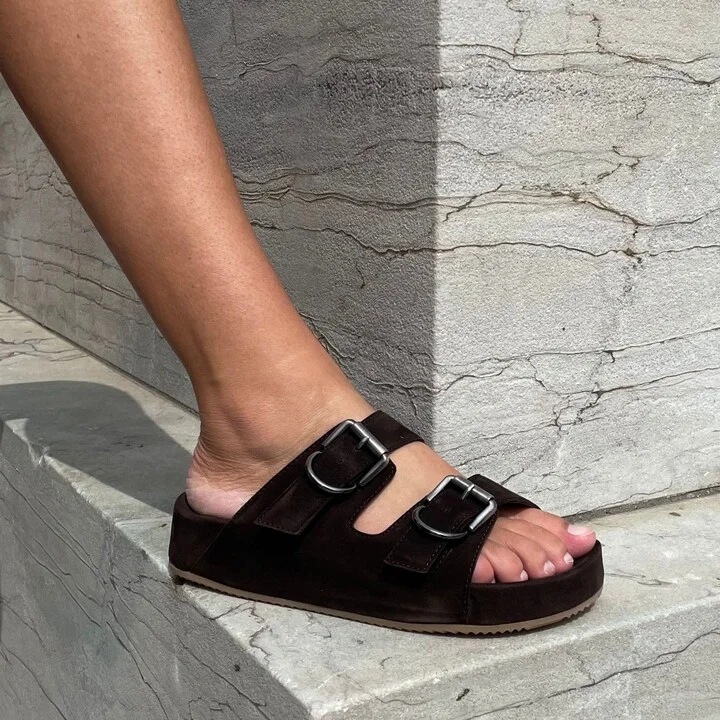 Gaïa Sandals, Dark Brown Suede - Image 2