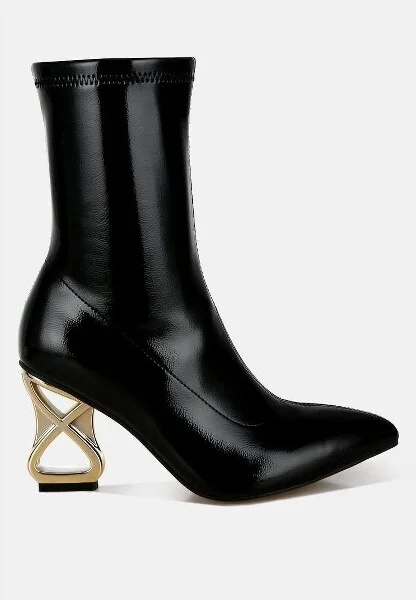 Gaias Fantasy Heel Patent Faux Leather Boots Women