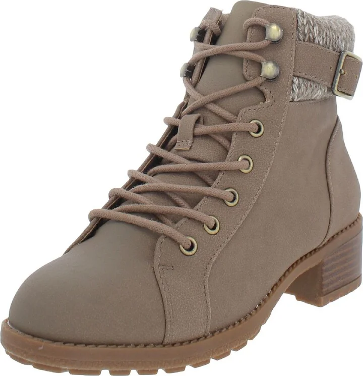 Gaiel Womens Faux Leather Round Toe Ankle Boots