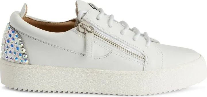 Gail Rhinestone-Embellished Leather Sneakers