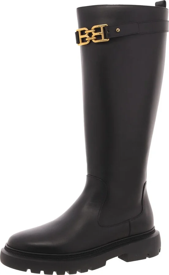 GAILA Womens Lugged Sole Leather Knee-High Boots
