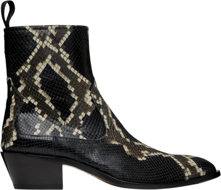 Gaiman 6304139 Men's Multiblack Snake Embossed Leather Boots
