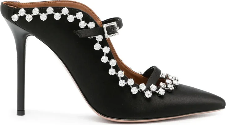Gala 100mm crystal-embellished mules