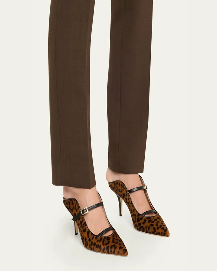 Gala Leopard-Printed Calf Hair Mule Pumps - Image 2