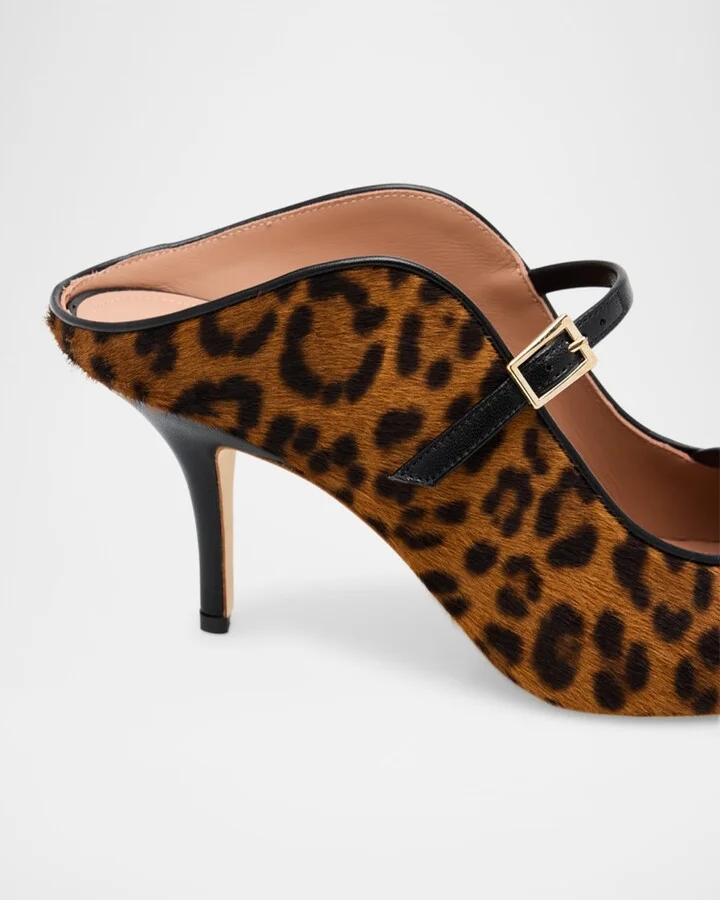 Gala Leopard-Printed Calf Hair Mule Pumps - Image 10