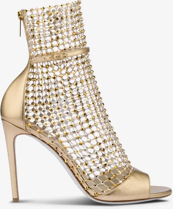 Galaxia 105 Crystal-Embellished Ankle Mesh Sandals