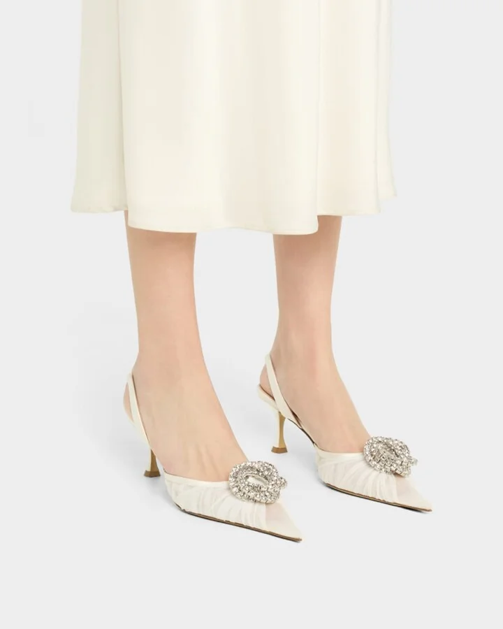 Galaxy Mesh Crystal Slingback Pumps - Image 10
